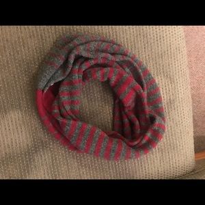 Red and grey infinity scarf